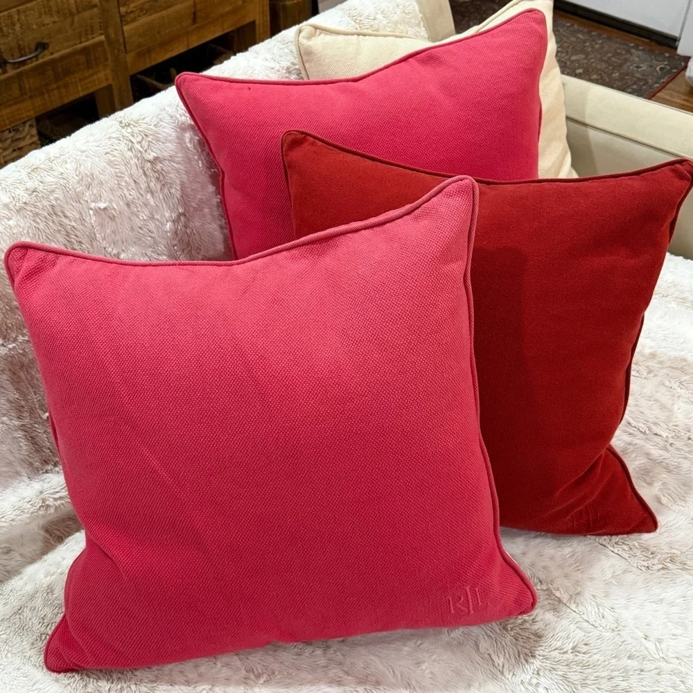 Ralph Lauren Bundle of 3 Red/Pink Pillow Shams